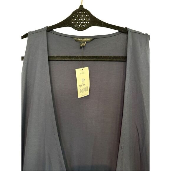 NWT Banana Republic Womens Navy Ruffle Hem Tie Front Cardigan Duster Vest XS - Picture 6 of 12
